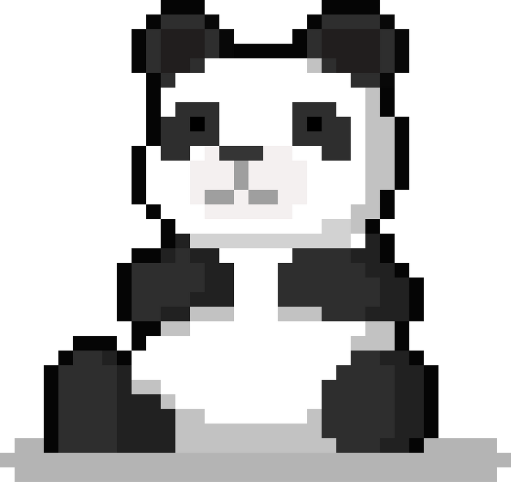 Pixeled Sitting Panda Character